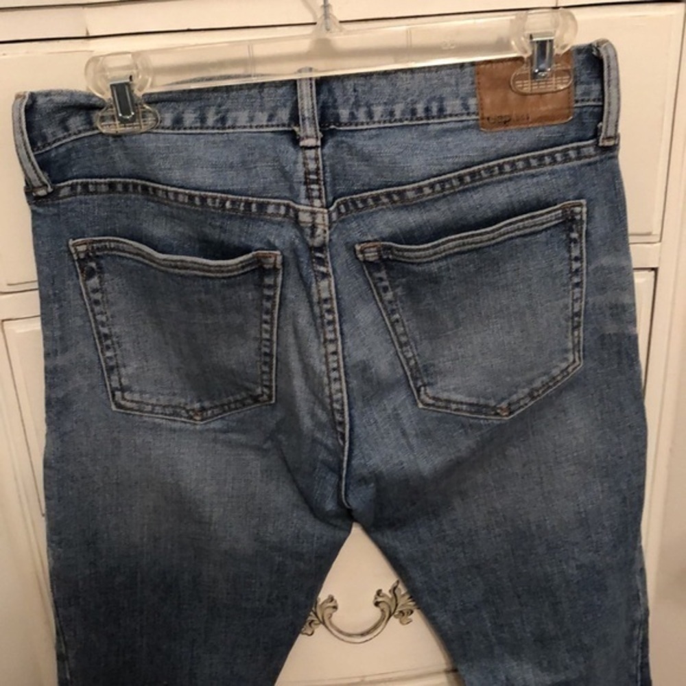 Gap 1969 medium wash raw hem high waist distressed Skinny jeans size 28 - Picture 5 of 14